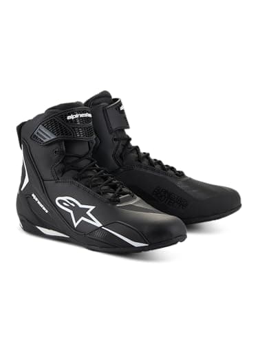 Image of Alpinestars Faster-4 Motorcycle Shoes, Lightweight & Breathable, Seamless Knitted Construction & Advanced Protection, Black/White, 11
