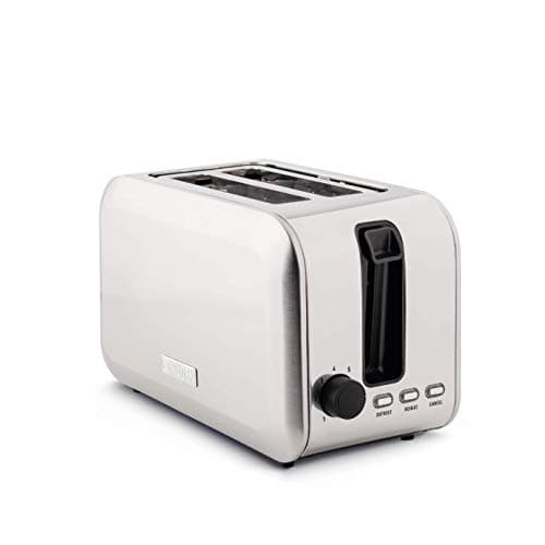 Image of Haden Stoke Toaster 2 Slice - Brushed Stainless Steel Toaster - Adjustable Browning Control - Cancel/Defrost/Reheat Functions - Removable Crumb Tray - 750W