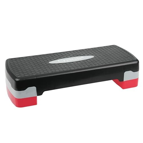 Image of Crystals 2 Level Adjustable Yoga Step Aerobic Fitness Stepper With Free Gym Exercise Chart in 4 Colors (Grey Yoga Step)