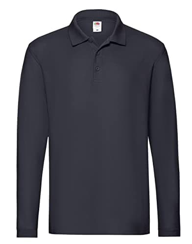 Image of Fruit of the Loom Mens Premium Long Sleeve Polo Shirt (3XL) (Deep Navy)