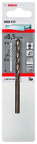 Image of Bosch Professional 2608585854 HSS-Co Metal Drill Bit (stainless steel, 5.5 x 57 x 93 mm, accessory drill driver) , Gold