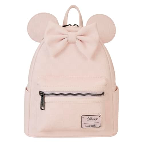 Image of Loungefly Disney Minnie Mouse Candy Pink Textured Checkered Mini Backpack