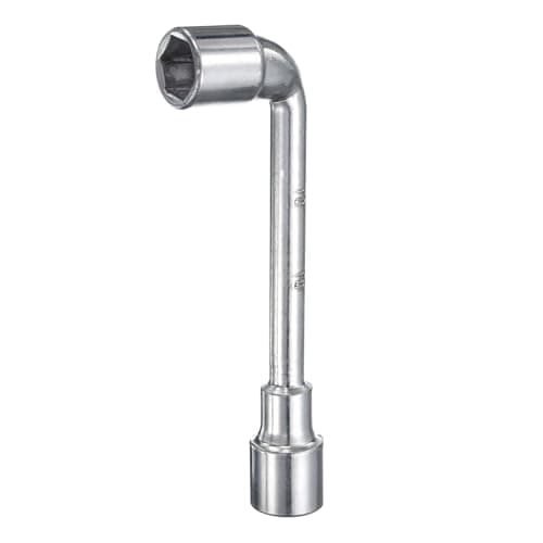 Image of sourcing map L Shaped Angled Hex Socket Wrench 18mm 45# Steel Double Ended Metric 6 Point Tubular Socket Spanner for General Repairing, Pipeline, Bicycle Car Maintenance