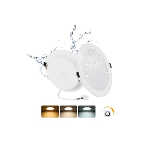 Image of Grebeam 2 Pack 24W LED Downlights Ceiling Dimmable, IP44, 2200LM, Spot Lights for Ceiling, 3000K Warm/4000K Neutral/6000K Cool Adjustable, Cutout Ø185-210mm, Recessed Ceiling Lights for Bathroom