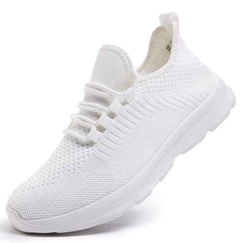Image of WELLACE Womens Trainers Running Shoes Gym Tennis Sneakers Workout Lightweight Ladies Trainers White Shoes Ladies Size 4 UK