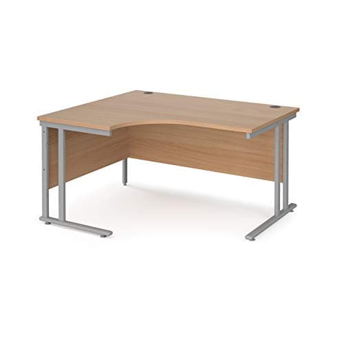 Image of Mr Office Maestro 25 left hand ergonomic desk - silver cantilever leg, Beech, 1400