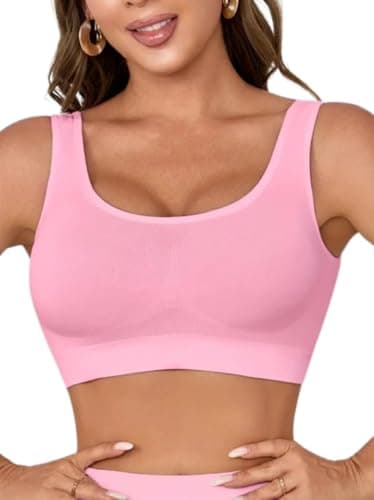 Image of Boolavard New Seamless Sports Style Bra Crop Top Vest Comfort Stretch Bras Shapewear (as8, Alpha, m, Regular, Regular, Baby Pink)