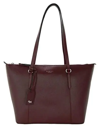 Image of RADLEY Tote Shoulder Bag Medium Zip Top Handbag Angel Street Dark Red