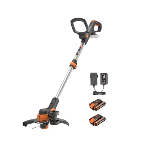 Image of WORX WG163E 18V (20V MAX) Cordless Grass Trimmer With Command Feed And 2 Batteries Strimmer Line Strimmers Edge Cutter Black, Cutting width 30 cm, Line Diameter 1.65 mm