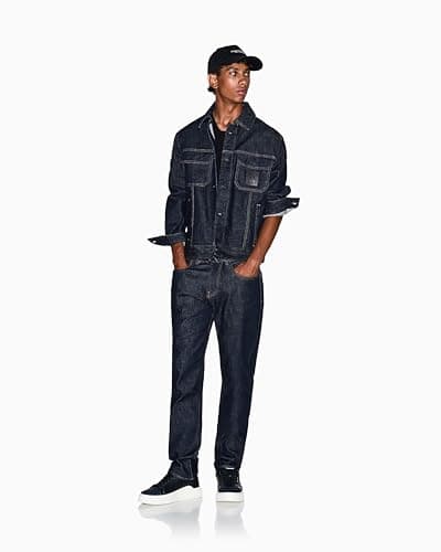 Image of Armani Exchange Men's J13 Comfort Slim Denim Jeans, Indigo Blue Denim, 36W x 32L Long