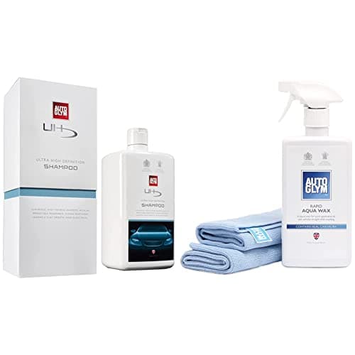 Image of Autoglym Ultra High Definition Shampoo, 1 Litre & Rapid Aqua Wax, 500ml - Complete Car Wax Kit Made to Protect All Exterior Surfaces including Car Paint, Rubber and Glass