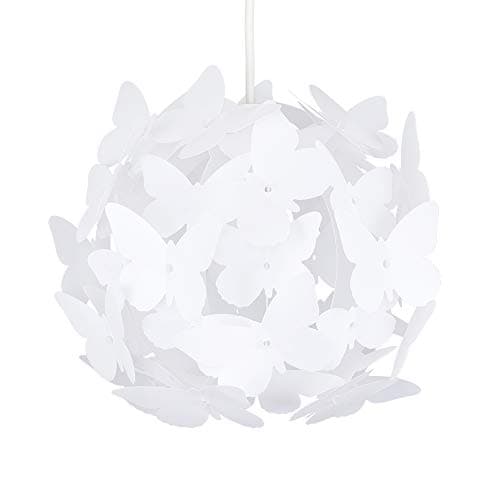 Image of MiniSun | Modern Globe Design Ceiling Light Shade with White Butterflies | Pendant Lights, Home Décor & Improvement Essential | 315mm Shade Width