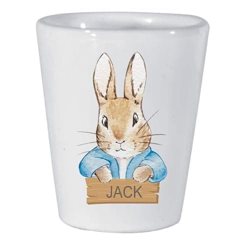 Image of Personalised Classic Rabbit Egg Cup – Custom Name Blue or Pink Bunny Egg Holder – Unique Breakfast Egg Cup for Kids – Personalised Easter Gift, Baby Keepsake, Christening or Birthday Gift