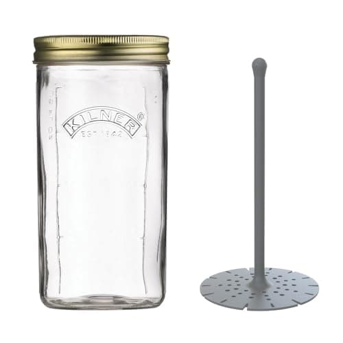Image of Kilner 1 Litre Pickle Jar with Silicone Lifter Wide Mouth Glass Jar with Two-Piece Lid for Pickling & Preserving, Ideal for Pickled Onions, Gherkins & Vegetables