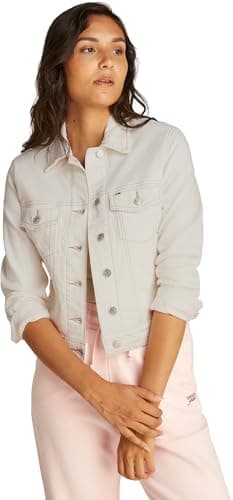 Image of Tommy Jeans Women’s Classic Trucker Regular Fit Denim Jacket, White (Denim White), XL