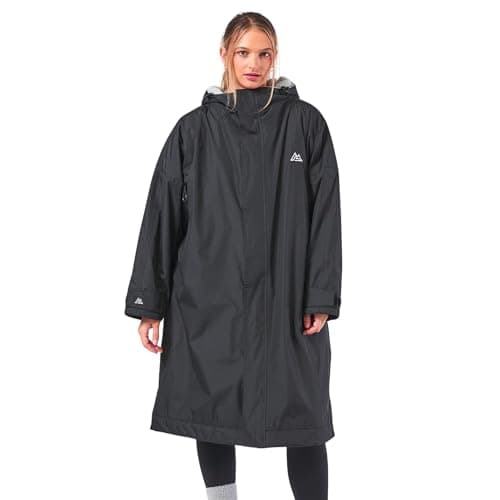 Image of onesnug Unisex Outdoor Changing Robe Long Sleeve Coat Windproof & Waterproof Robe with Hood For Beach Wild Swimming Surfing & Walking Oversized Quick Dry (Black, L/XL)