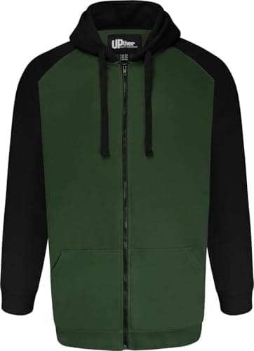 Image of Uptheir Mens Pipe Raglan Sleeve Contrast Hoodie - Green - 4XL