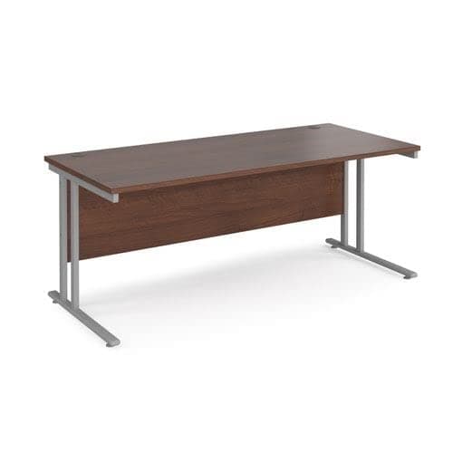 Image of Office Monster Cooper straight desk 1800mm x 800mm - silver cantilever leg frame, walnut top