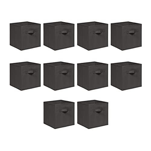 Image of NICEME Foldable Cube Storage Unit Boxes, Non-Woven Fabric Storage Boxes Set, Clothes Drawers for Shelves, 26.5x26.5x28 cm (Dark Grey, Set of 10)