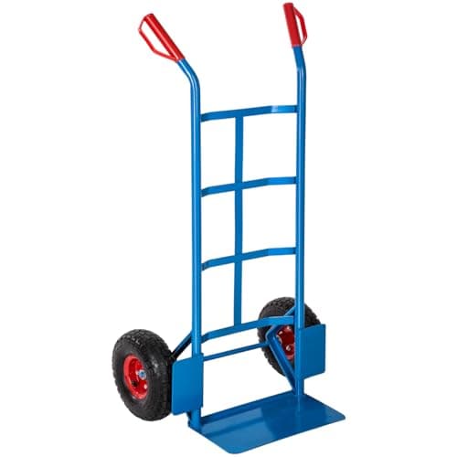 Image of tectake® Heavy-Duty Sack Barrow with Pneumatic Tyres & Robust Steel Frame, Sturdy Sack Truck with 200 kg Load Capacity & Ergonomic Handles, Lightweight & Multi-Purpose Trolley on Wheels - Blue