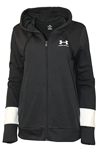 Image of Under Armour Women's UA Rival Terry Colorblock Full-Zip Hoodie 1373067 (as1, alpha, l, regular, regular, Black 001, Large)