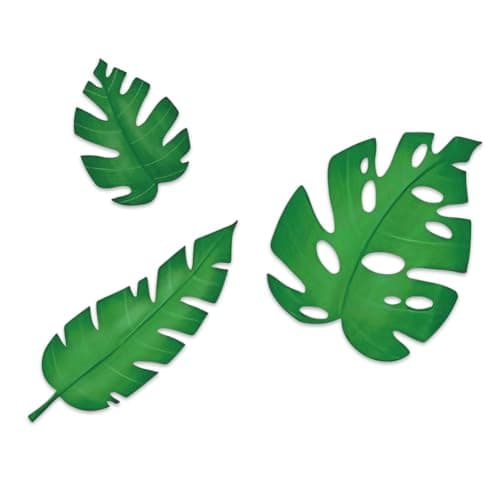 Image of GOMAKERER 3 Pcs Wooden Palm Leaves Wall Art, Tropical Leaf Wall Decor Monstera Leaf Wall Sculpture Boho Green Plant Ornaments for Home Lake House Bedroom Bathroom Decor