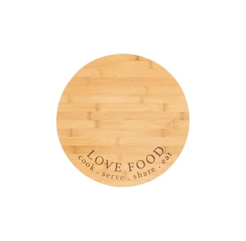 Image of MEHRU 360 Bamboo Rotating Serving Board, Round Rotating Tray from Solid Beechwood, Round Cheese & Appetiser Platter, Wooden Rotating Kitchen Board for Serving Food, Cheese, Desserts & Organizing Items
