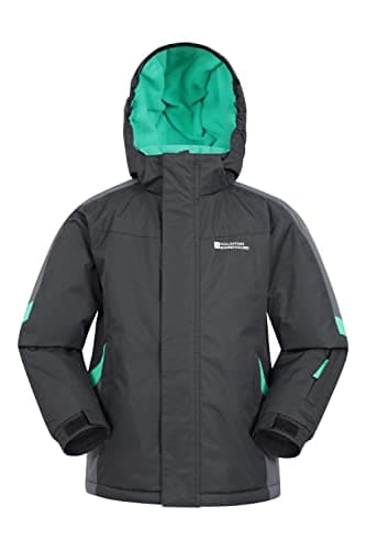 Image of Mountain Warehouse Raptor Kids Ski Jacket - Snowproof, Fleece Lined Snow Coat with Hood - Boys and Girls Winter Warm Skiing, Snowboarding & Outdoors Forged Iron Grey Kids Size 5-6 Years