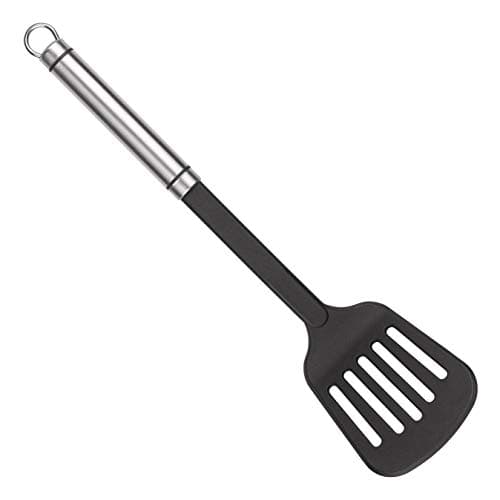 Image of Tala Nylon Slotted Turner with Stainless Steel Handle, Ideal for use with Non-Stick Kitchenware Non-Scratch, Dishwasher Safe, Essential Kitchen Spatula for use When Frying or Cooking, Black