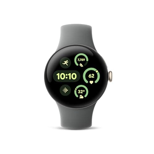 Image of Google Pixel Watch 3 (41mm) - Latest Android Smartwatch with Heart Rate Tracking, Fitbit Running Insights, 24-Hour Battery, Champagne Gold Aluminum Case, Hazel Band, Wi-Fi