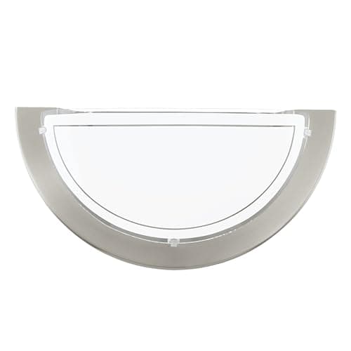 Image of Eglo Wall lamp Planet 1, semi-Circular Indoor Light Fixture, Living Room and Hallway Lighting, Metal and Glass, Silver, White, E27 Socket