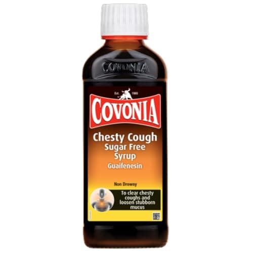 Image of Covonia Chesty Cough Sugar Free Syrup Loosen Chesty Coughs & Troublesome Stubborn Mucus Alcohol Free Suitable For Vegetarians & Vegans For Adults & Children Aged 12 + Cough Medicine 150ml