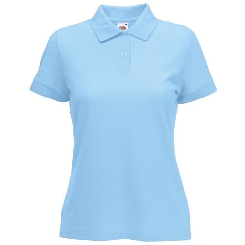 Image of Fruit of the Loom Womens Lady-Fit 65/35 Short Sleeve Polo Shirt (XL) (Sky Blue)