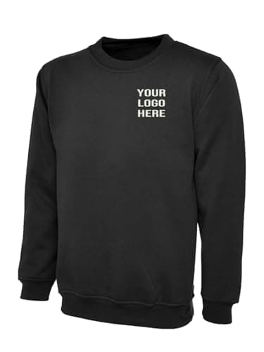 Image of Personalised Embroidered Unisex Olympic Sweatshirt, Free Left Chest Text And Your Personalised Logo Sweatshirt, 50% Polyester 50% Cotton Workwear Sweat Shirt Black