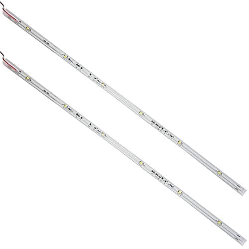 Image of 2 Pack | 450mm Clip-On LED Shelf Strip Light Kit | Warm White | 4mm Glass Illuminated Kitchen Unit Lighting | Modern Internal Cupboard Cabinet Display