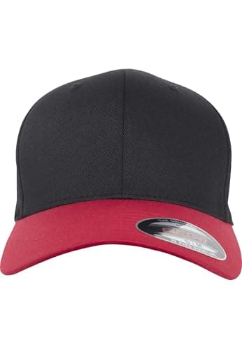 Image of Flexfit Wooly Combed 2-Tone Cap, Blk/Red, S/M