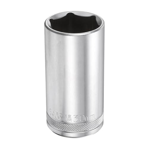 Image of sourcing map 6 Points Deep Socket 1/2" Drive 30mm Deep Metric CR-V Steel Polished Nickel Plating 78mm / 3.1" Long Hex Socket Tool for Home Auto Nuts Bolts Repair