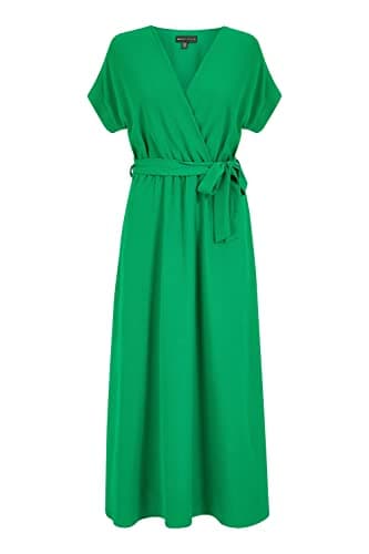 Image of Mela London Mela Green Kimono Sleeve Midi Dress 10 Bright Green