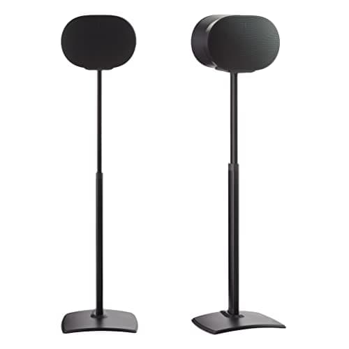 Image of Sanus Height Adjustable Speaker Stands for Sonos Era 300™ - 17" Height Adjustment Sonos Stand Includes Carpet Spikes & Rubber Pads - Easy DIY Install Comes w/All Hardware - Black Pair