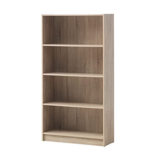 Image of Timber Art Design UK 4 Tier Bookcase Open Tall Display Shelf Rack Contemporary Organizer Display Shelving Unit for Modern Living Room, Office, Study Room Furniture, Sonoma Oak - W80 x H150 x D30cm