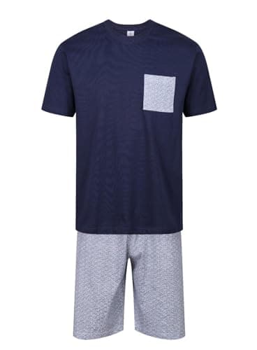 Image of North East Mens Short Pyjamas PJ Set Premium Sleep Lounge Tartan Plaid Nightwear M-XXL New (PP Hex Navy L)