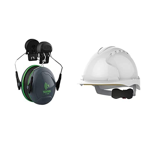 Image of JSP Sonis 1 Helmet Mounted Ear Defenders - SNR 26 - (AEB010-0CY-800) & Revolution Wheel Ratchet - White AJE170-000-100