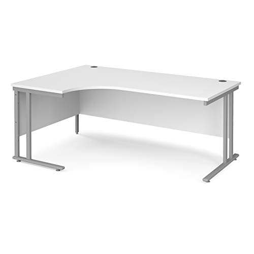 Image of Mr Office Maestro 25 left hand ergonomic desk - silver cantilever leg, White, 1800