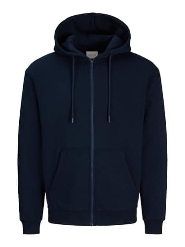 Image of JACK & JONES Mens Male Kapuzenjacke Einfarbig Sweatshirt, Navy, L UK