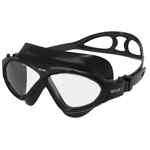 Image of SEAC Vision HD, Unisex swimming goggles for pool and in sea, black/black