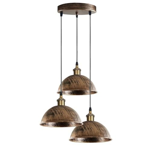 Image of LEDSone Vintage 3 Head Dome Shape Pendant Lights Industrial Suspended Ceiling Pendant Light fixtures Adjustable Hanging Light for Restaurant and Any Other Places