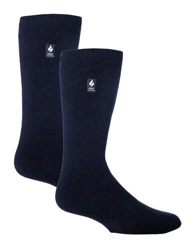 Image of HEAT HOLDERS 2 Pack Mens Thermal Socks Winter Warm Original Socks | Thick Fleece Insulated Socks (6-11, Navy)