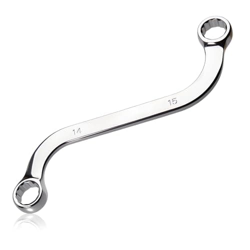 Image of LEONTOOL S-Style Box Wrench Metric 14mm x 15mm 12-Point Double End S-Shaped Ratcheting Wrench S Box Wrenches Tools for Vehicle Repairing Maintaining Machinery and Household