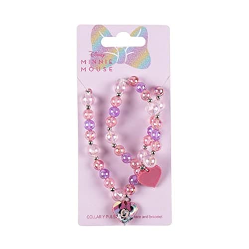 Image of Disney Minnie Mouse Jewellery Set for Girls – Beaded Necklace & Bracelet with Minnie Charm – Cute & Safe Accessories for Kids – Best Gift for Birthdays, Special Occasions & Everyday Fun