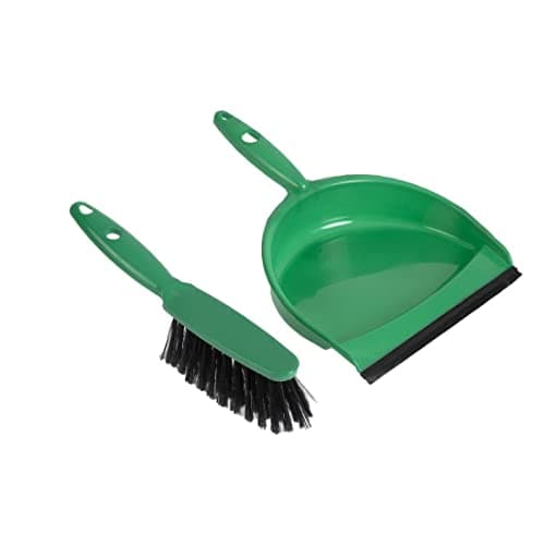 Image of Jantex Dustpan and Brush Set - Soft, Green, Portable Sweeping Brush with Rubber Lip and Sturdy Bristles CC933
